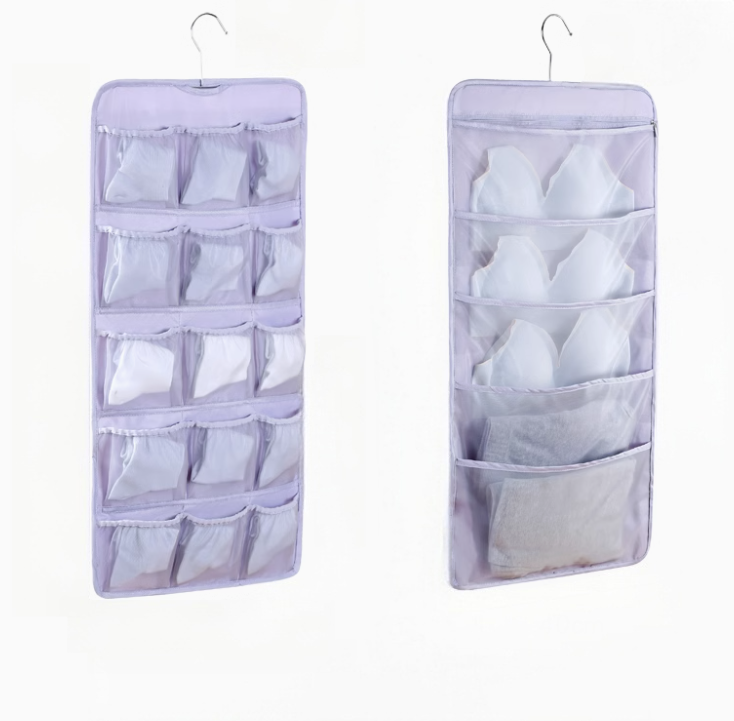 Double‑Sided Hanging Closet Storage Organizer With Mesh Pockets