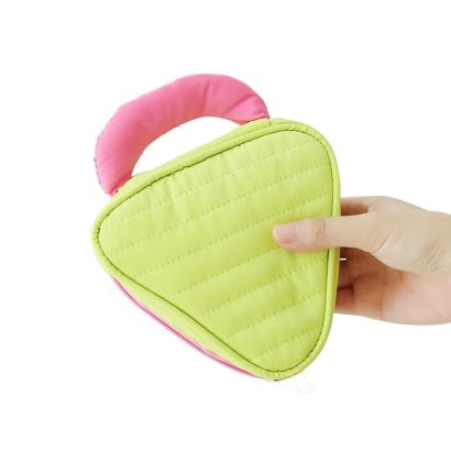 Tri‑angle Quilted Mini Travel Cosmetic Pouch with Padded Handle
