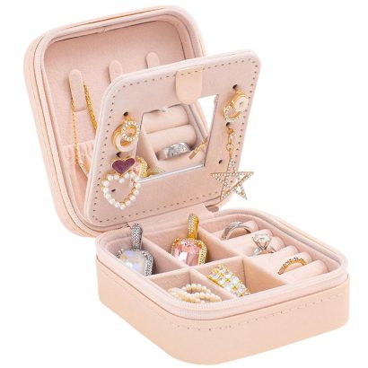 Portable Travel Jewelry Box with Built‑in Mirror