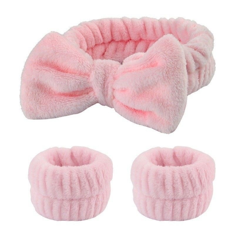 Bow Spa Facial Headband with Wrist Bands Skincare Set