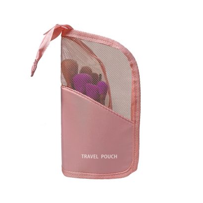 Mesh Panel Travel Cosmetic Brush Pouch Storage Bag