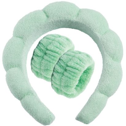 Spa Headband and Wristband Set For Skincare Washing Face