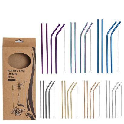 304 Stainless Steel Reusable Metal Straw Set
