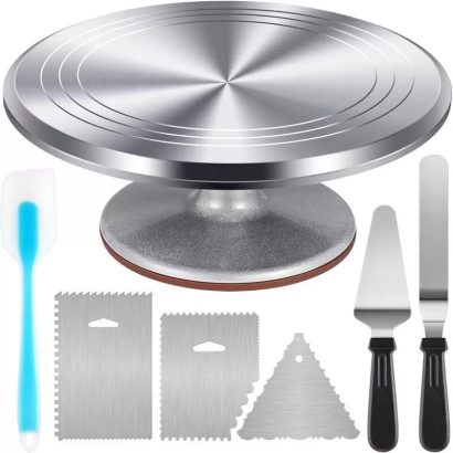 7-Piece Cake Turntable Decorating Kit with Spatulas