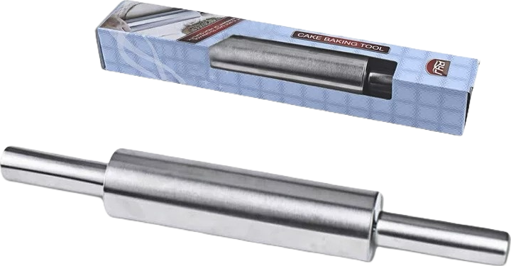 Stainless Steel Rolling Pin 31cm - Wooden Handles