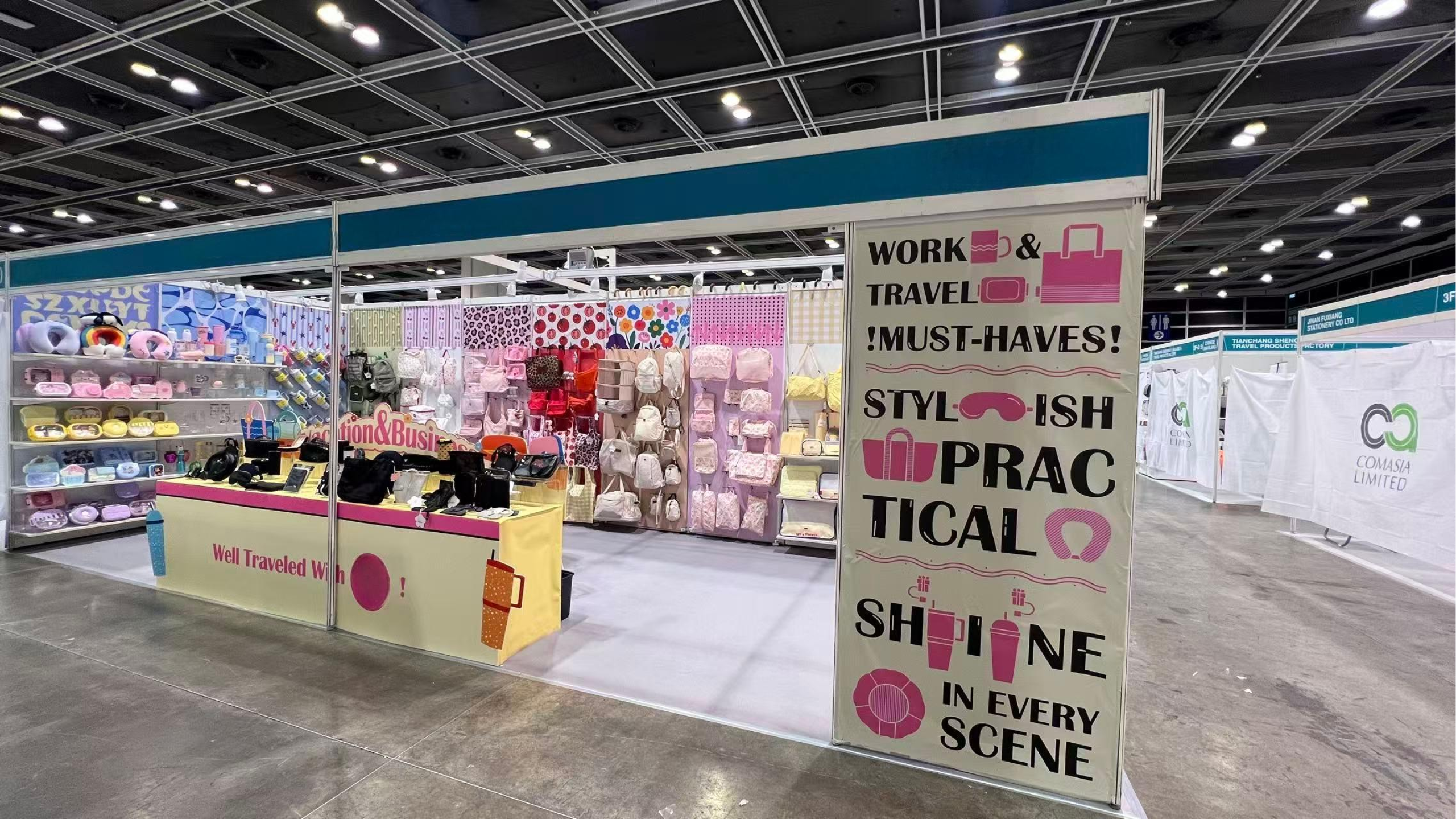 Finished LINZHEN booth with products displayed and visitors