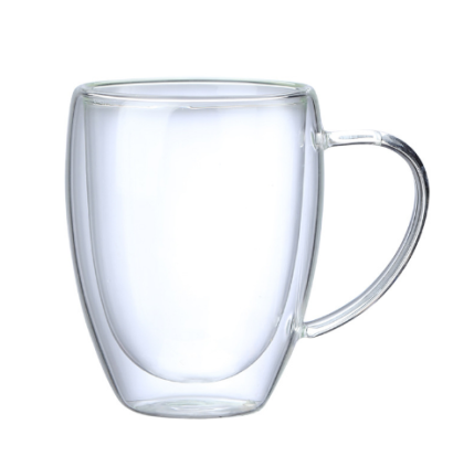 350ml Double-Wall Glass Mug with Handle
