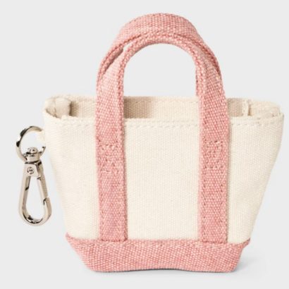 Mini Canvas Earbud Pouch - Bucket Bag Charm with Metal Clip