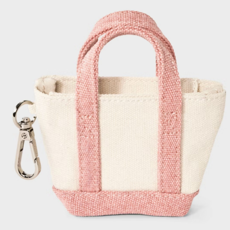 Mini Canvas Earbud Pouch - Bucket Bag Charm with Metal Clip